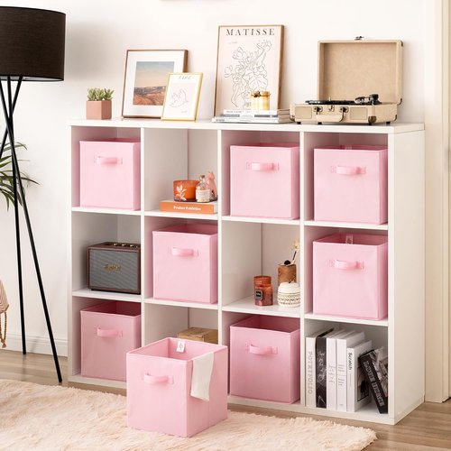 GRANNY SAYS Cube Storage Bins - 11-Inch Collapsible Fabric Organizers with Handle - Pink, 8-Pack