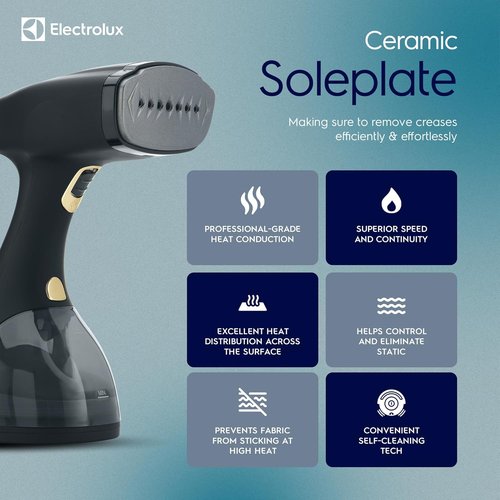 Electrolux Portable Handheld Clothes Steamer - LX15003 Wrinkle Remover with Lint Brush & Fabric Brush | Black
