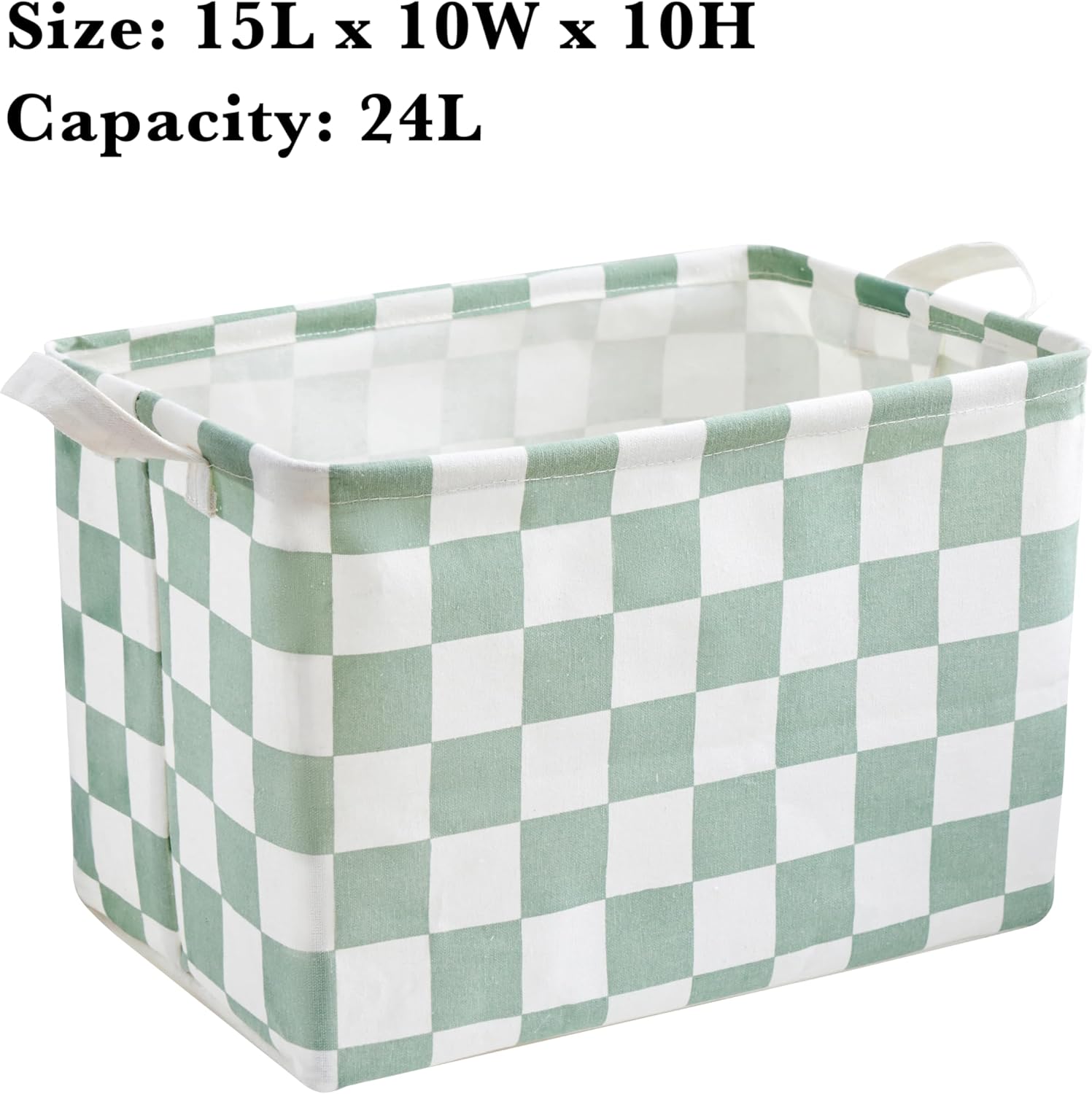 Ohocut Canvas Storage Basket - Sage Green Checkered Design for Kids & Dog Toys | Decorative Organizing Solution