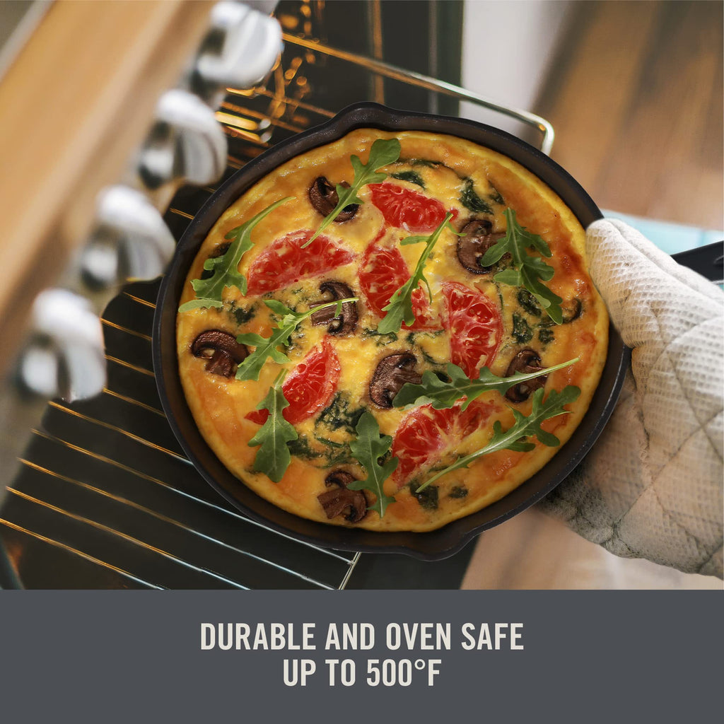 DASH Zakarian x Nonstick Cast Iron Skillet - Versatile Frying Pan Cookware - Oven-Safe Searing Skillet with Pour Spout and Quick-Clean Surface - Rust-Resistant - Black, 11-Inch