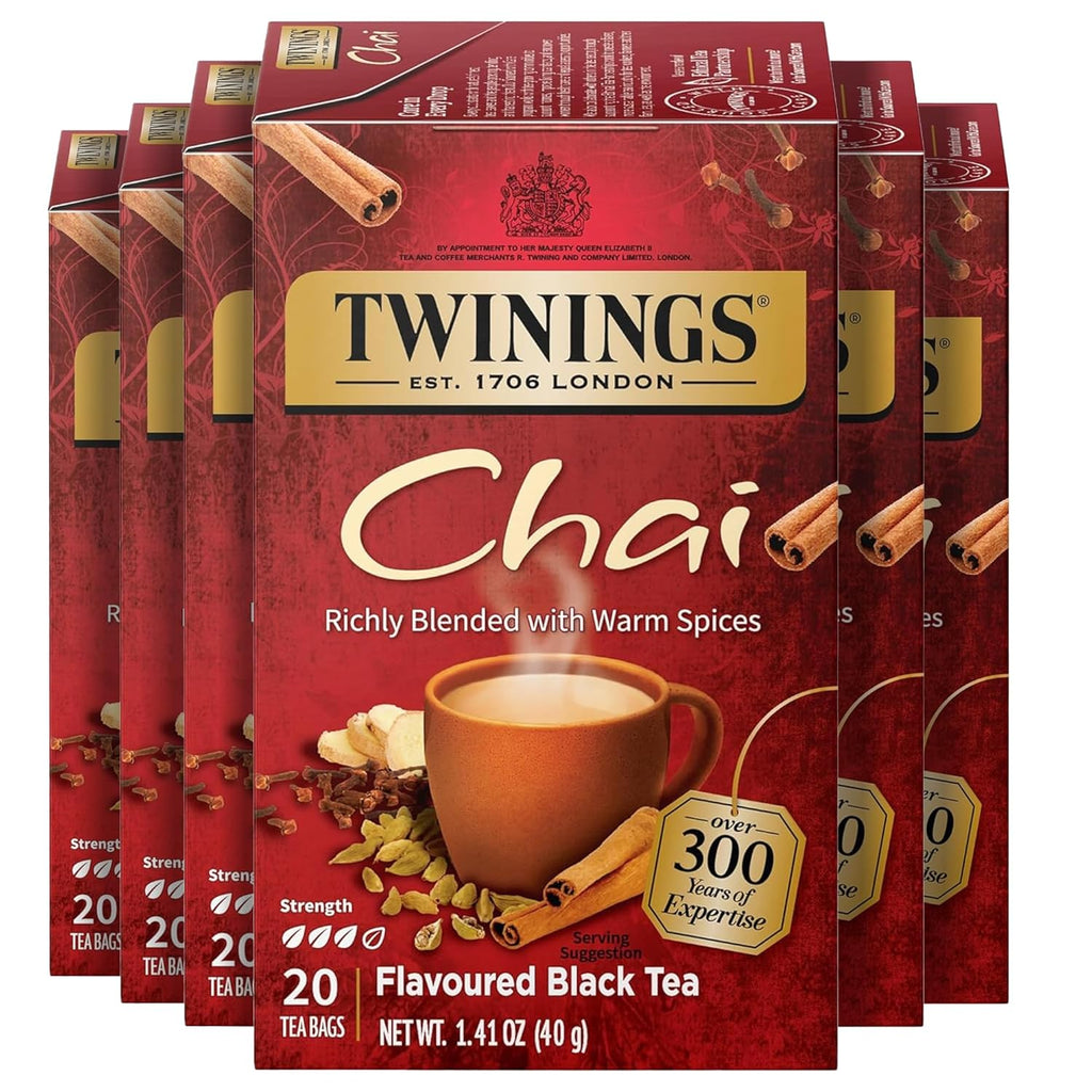 Twinings Chai Black Tea - Individually Wrapped Bags, Sweet & Savory Spices, 120 Teabags Total