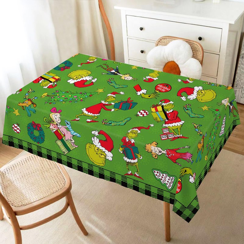 Hafangry Green Christmas Tablecloth Buffalo Plaid Check Xmas Winter Holiday Party Decoration Rectangular Kitchen Dining Room Home Decor 60×84 inches