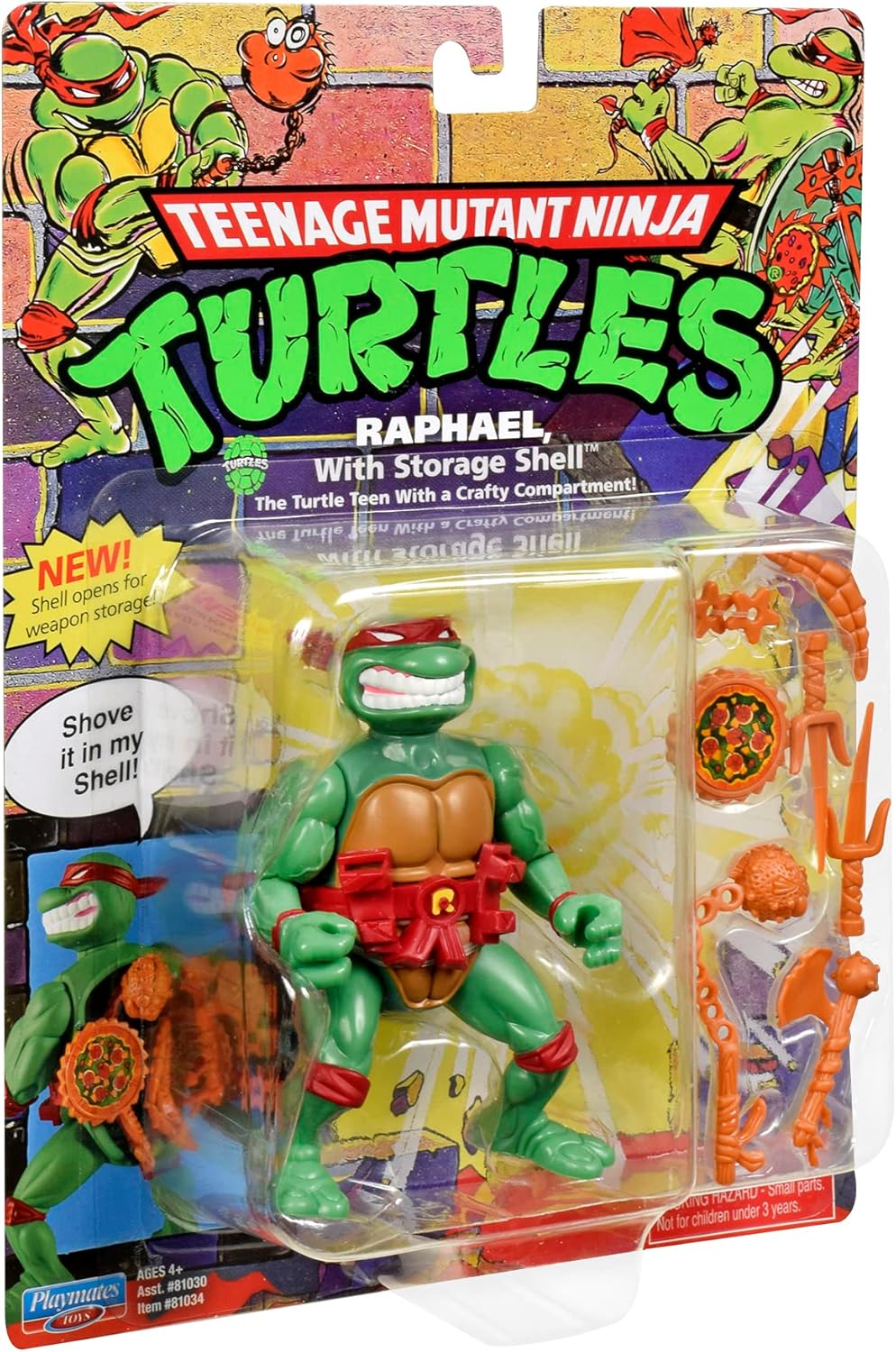 Playmates Toys Teenage Mutant Ninja Turtles Raphael Classic 4” Storage Shell Figure