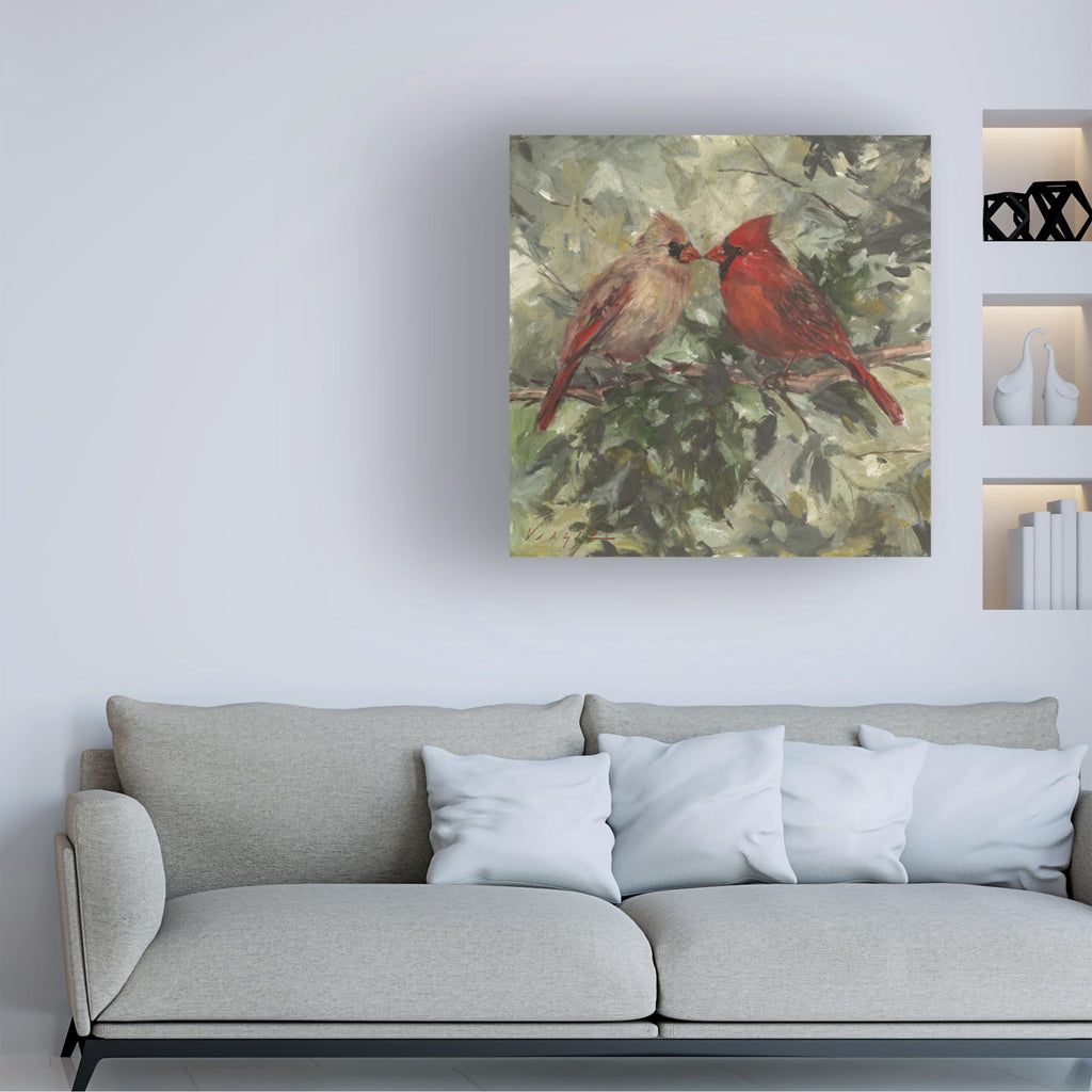 Kissing Cardinals by Mary Miller Veazie, 35x35-Inch