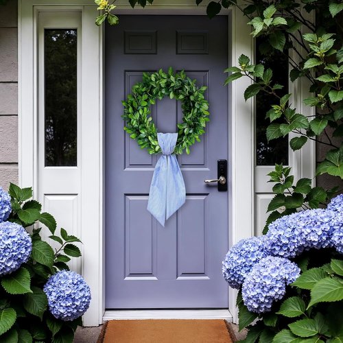 Blue Seersucker Baby Shower Wreath Sash - Stylish Front Door Decor for Weddings & Birthdays