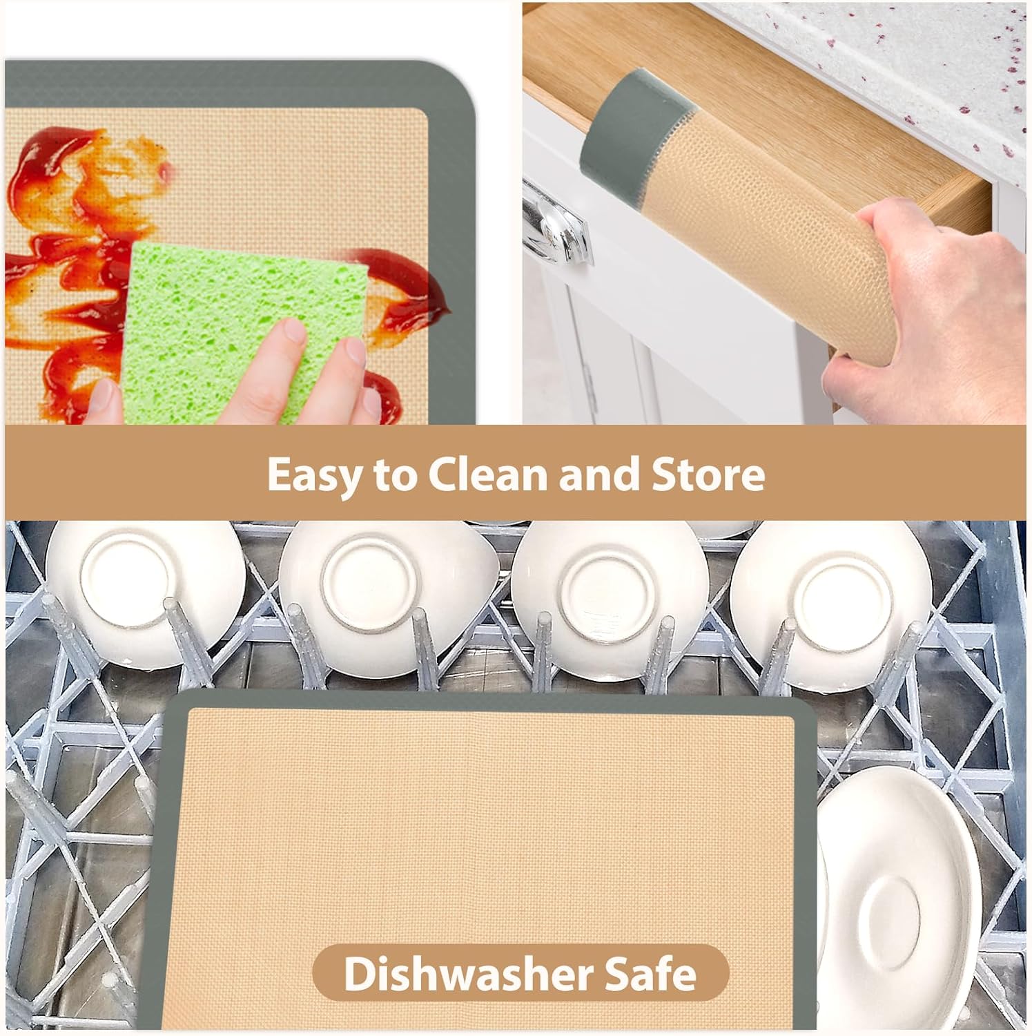 Skiennix Silicone Baking Mat Set - Nonstick Pastry & Pizza Mats | Reusable for Cookies & Macarons