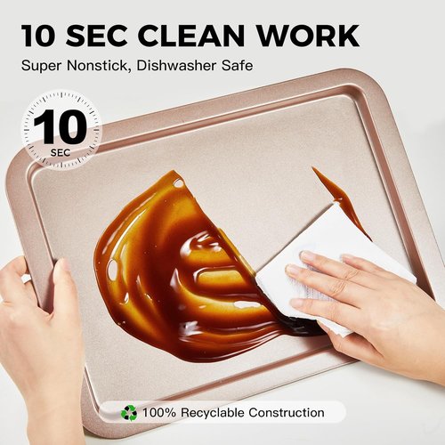 HONGBAKE Nonstick Baking Sheet Set - 3 Pack with Wider Grips | Half, Jelly Roll & Quarter Trays