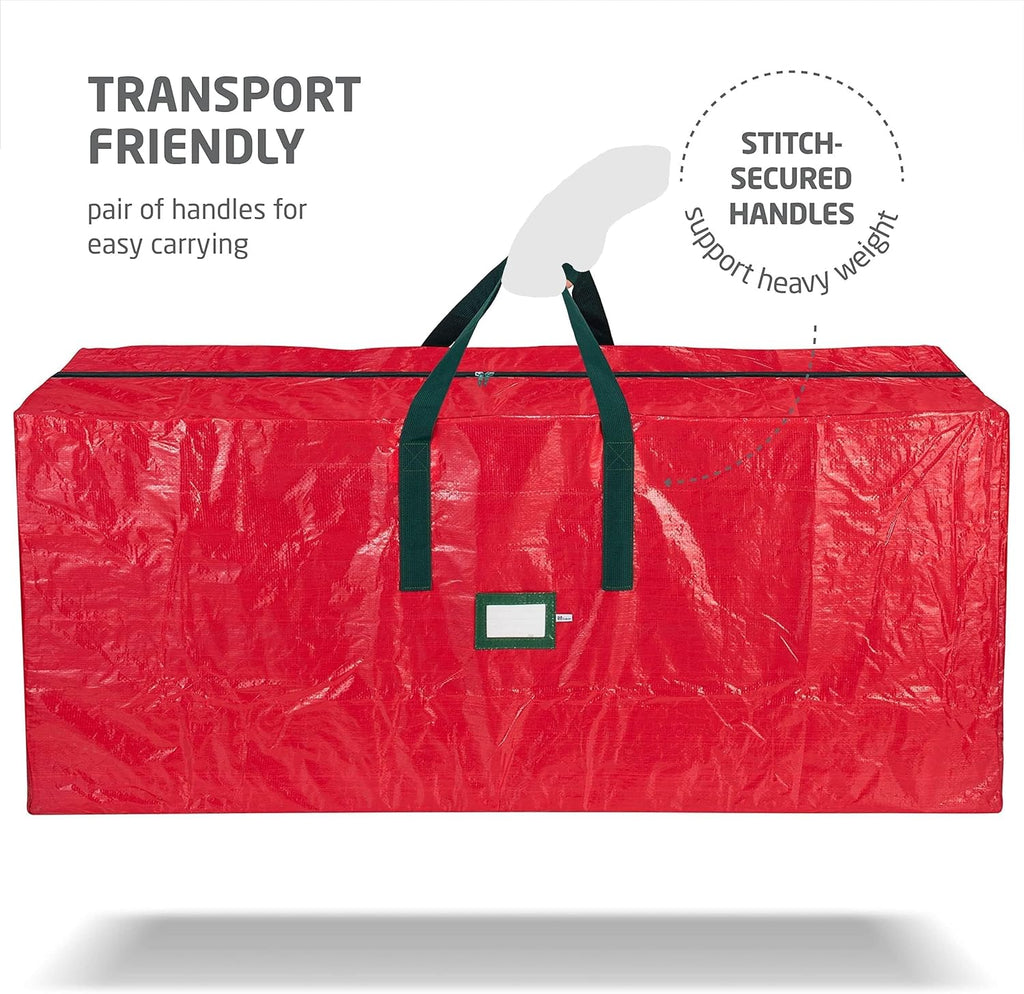 Zober Christmas Tree Storage Bag - Waterproof Protection for 7.5 Ft Artificial Trees - Durable Red Design with Strong Handles & Label Slot