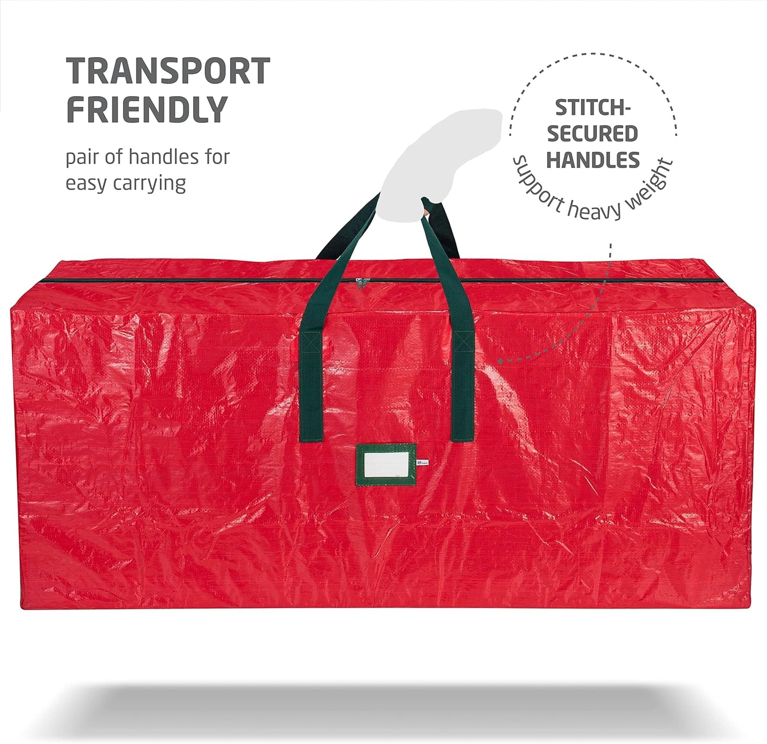 Zober Christmas Tree Storage Bag - Waterproof Protection for 7.5 Ft Artificial Trees - Durable Red Design with Strong Handles & Label Slot