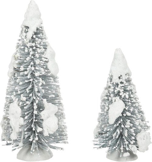 Department 56 Snow Laden Tree Figurine Set - Colorful 5 & 7 Inch Village Collection Accessories