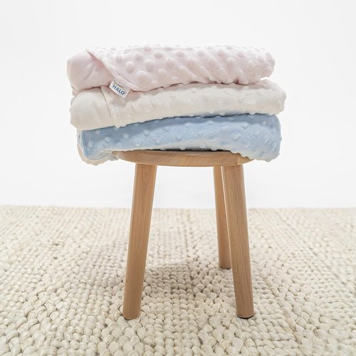 HALO Sleepsack Swaddle - Plush Dot Velboa 3-Way Adjustable Blanket for Cool Climates | Blue, Newborn 0-3 Months