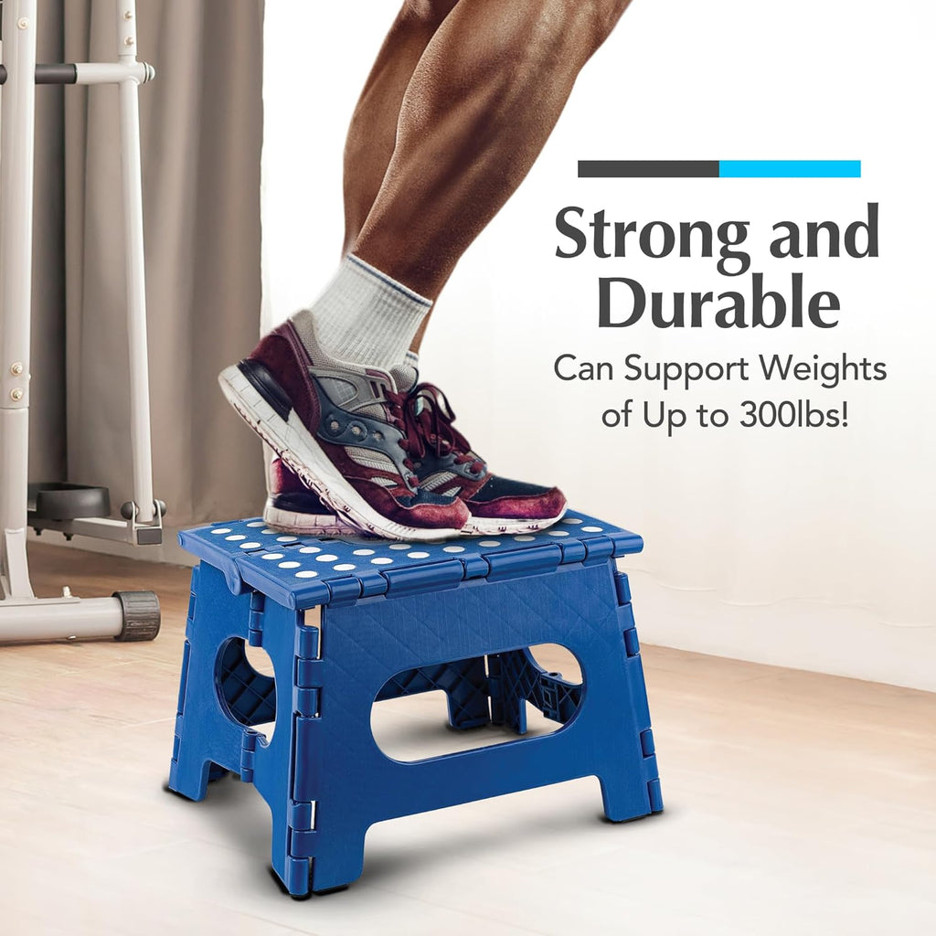 Skiennix Lightweight Folding Step Stool - Sturdy & Safe for Adults and Kids - Easy One-Flip Design | Blue