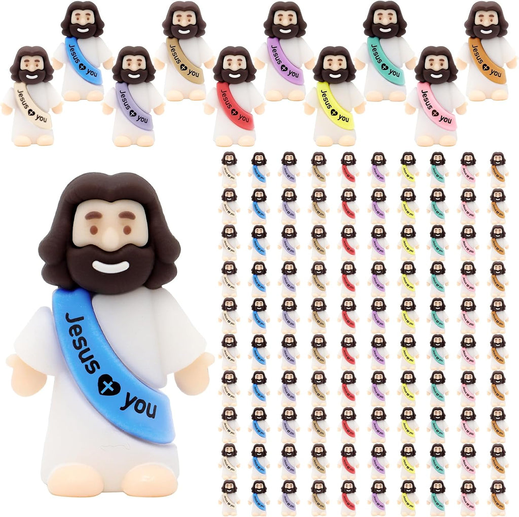 YuDanae Jesus Loves You Figures - 100pcs Baby Jesus Party Favors for Baptism & Easter Crafts