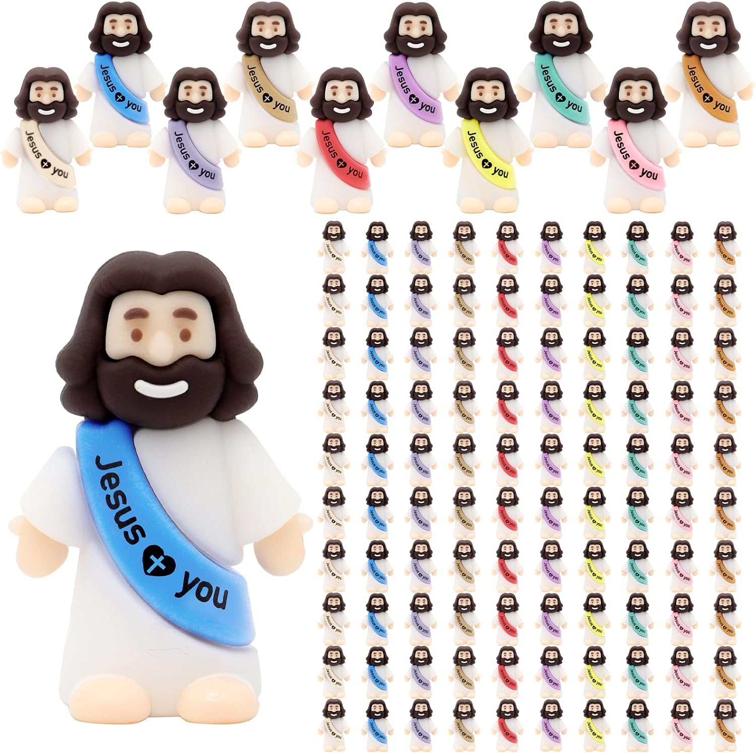 YuDanae Jesus Loves You Figures - 100pcs Baby Jesus Party Favors for Baptism & Easter Crafts