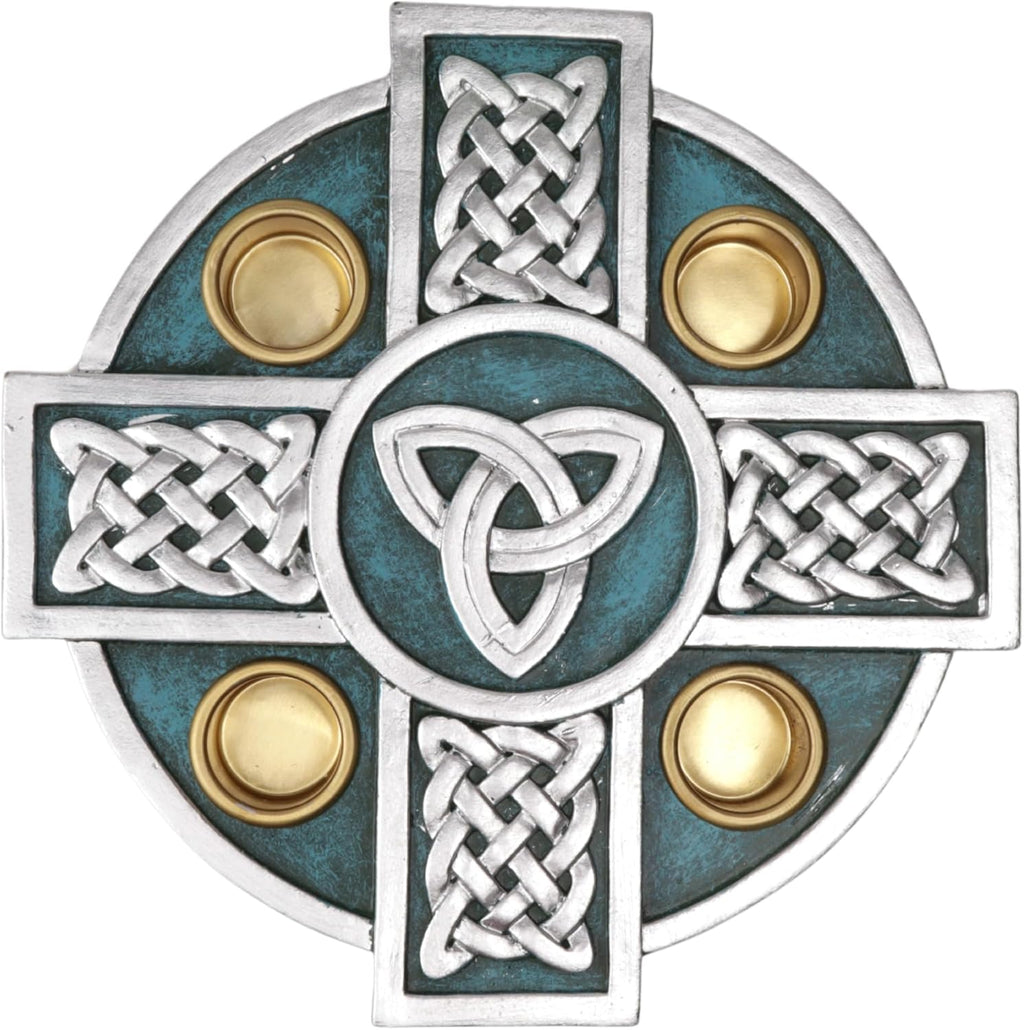Needzo Advent Wreath - Catholic Christmas Candle Holder | 6.75x6.75 Inches, Green Celtic Design