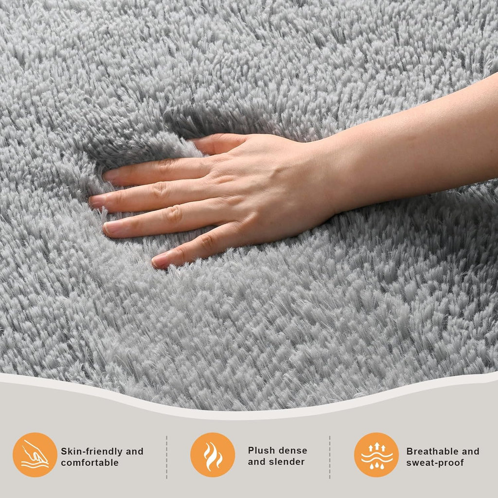 Zentavio Area Rugs - Soft Fluffy Grey Shag Carpet for Living Room & Bedroom | 4x6 Plush Design