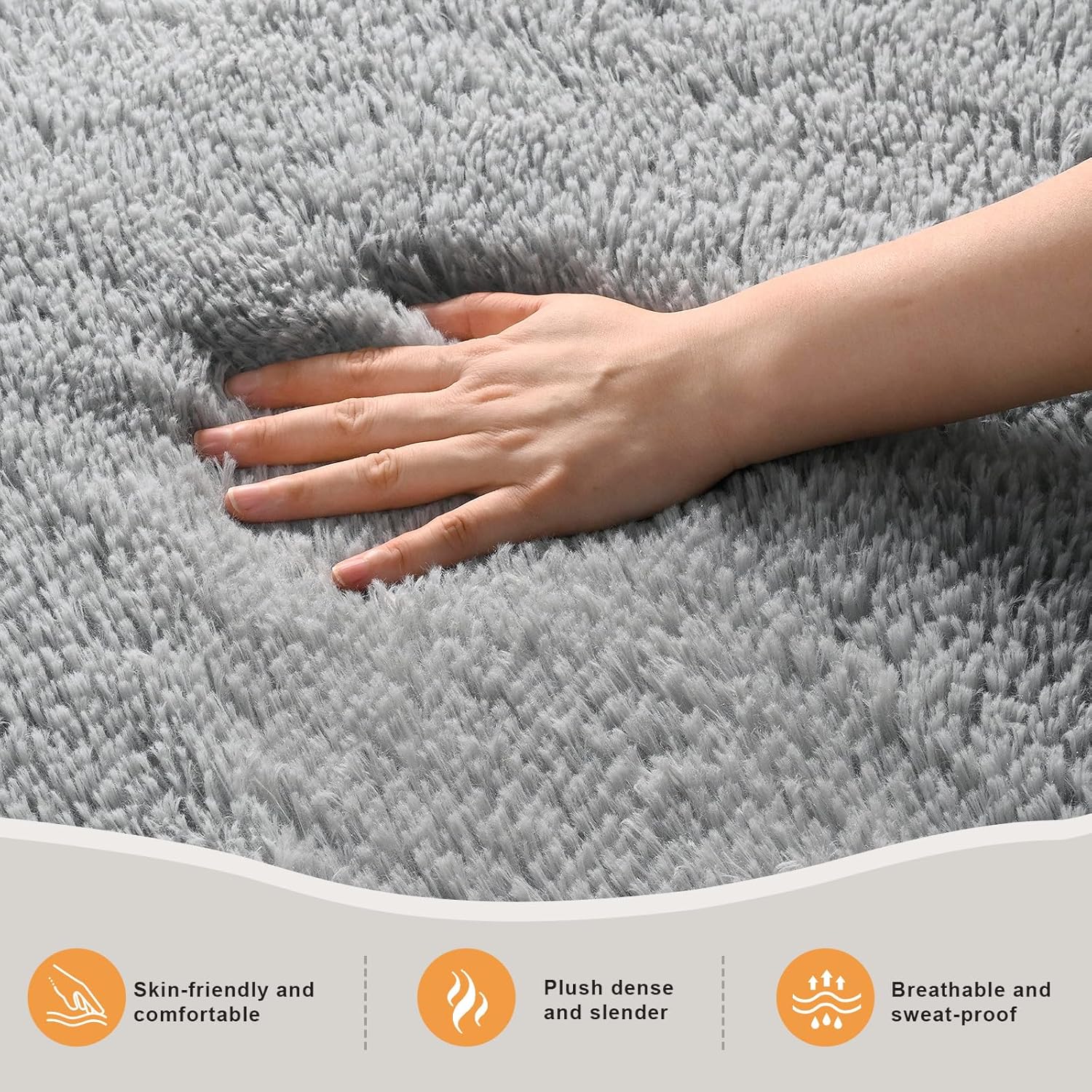 Zentavio Area Rugs - Soft Fluffy Grey Shag Carpet for Living Room & Bedroom | 4x6 Plush Design