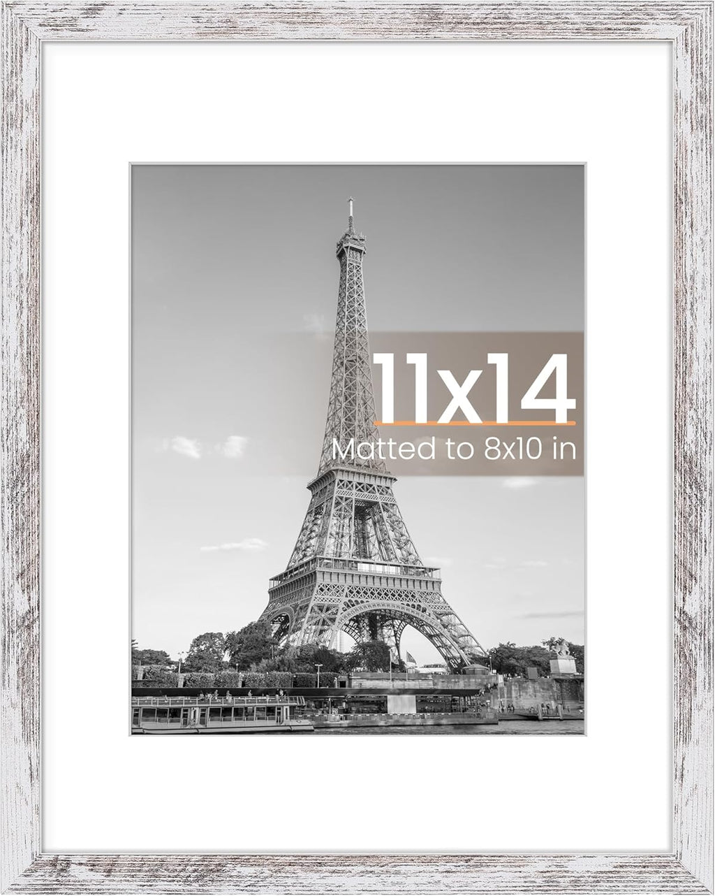 Upsimples 11x14 Picture Frame - Rustic White Wall Hanging Frame for 8x10 or 11x14 Photos | 1 Pack