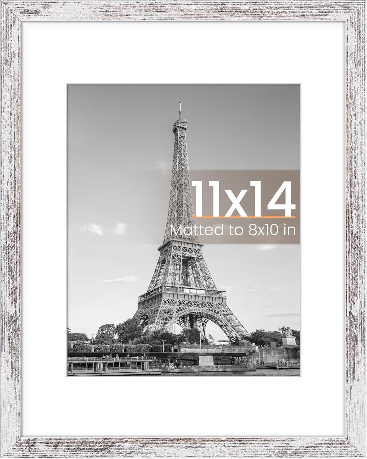 Upsimples 11x14 Picture Frame - Rustic White Wall Hanging Frame for 8x10 or 11x14 Photos | 1 Pack