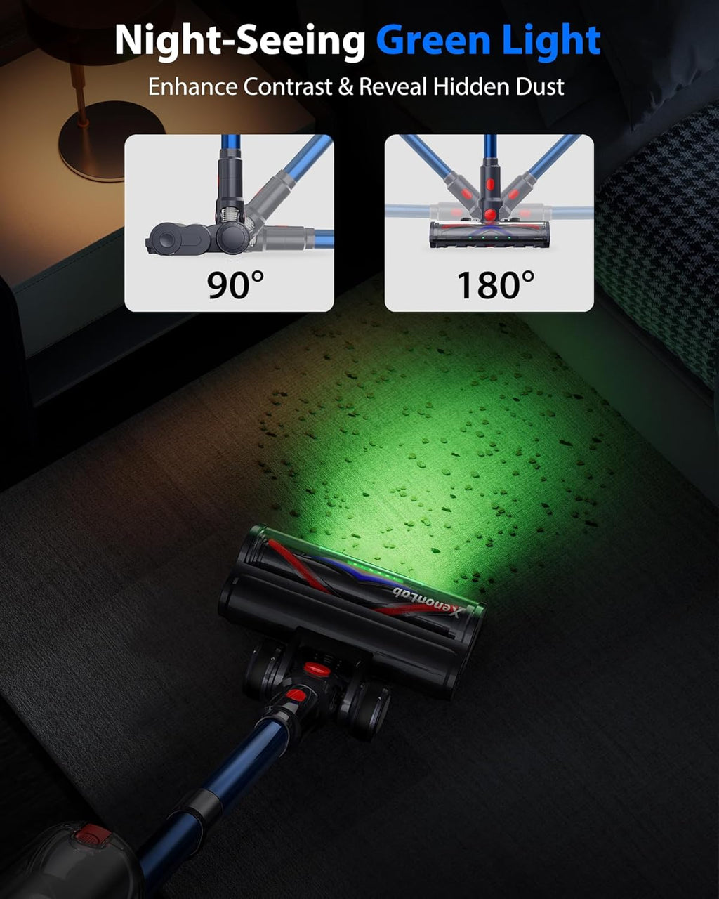 Skiennix Cordless Vacuum Cleaner - 75 Minutes Runtime, 55KPa Suction Power | Lightweight & Rechargeable for Home Use