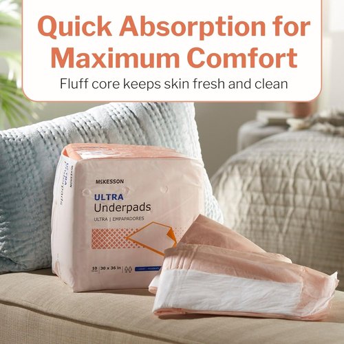 McKesson Disposable Bed Pads - Heavy Absorbency Underpads | 30" x 36" | 200 Count for Adults & Babies