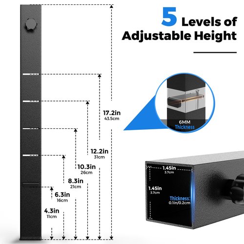 Laowu 4 Pcs Folding Table Risers for Table Legs, Folding Table Leg Extenders, 5 Levels Adjustable Height Extensions Rise Table Straight/Bent Legs 4.8｜6.7｜8.7｜10.8｜14.2in for Treating Your Back Pain