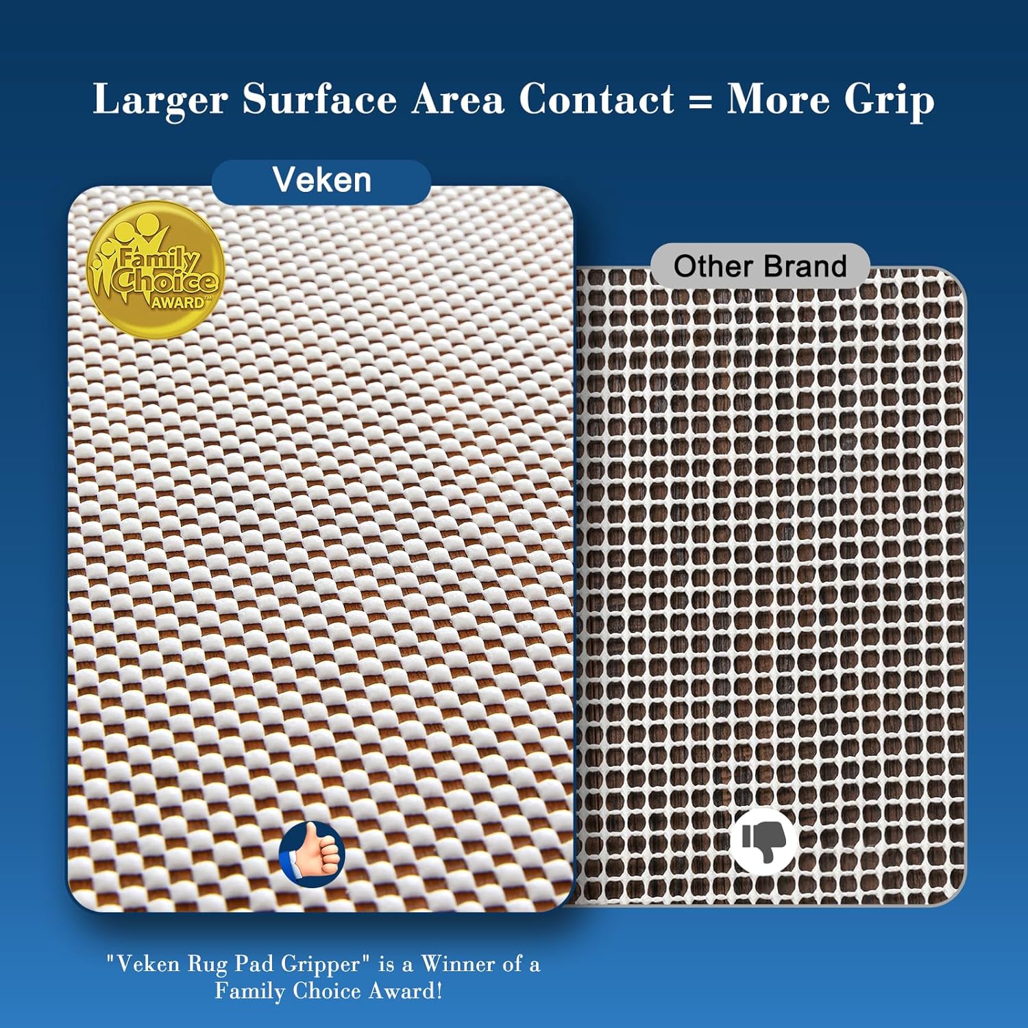 Veken Non-Slip Rug Pad Gripper - Extra Thick 8 x 10 Feet for Hard Surfaces | Keeps Rugs Safe and Secure
