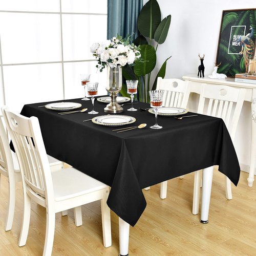KAIPHO Black Rectangle Tablecloth Waterproof Stain Resistant Wrinkle Free Table Cloth 210GSM Polyester Wipeable Table Cover for Party, Banquet, Indoor and Outdoor - Rectangular/Oblong, 60 x 120 inch