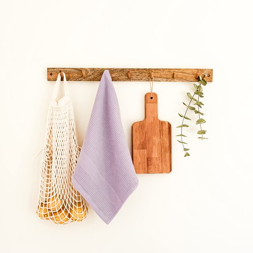 Luzia Premium Purple Kitchen Towels; Stylish and Absorbent - Waffle Weave Dish Towels Turkish Cotton – Set of Three, Lavender