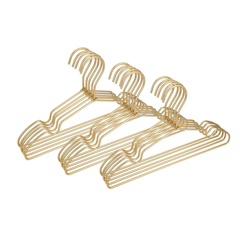 Koobay Premium Clothes Hangers 16.5" Metal Gold Coat Hangers Non Slip Hook Laundry Wire Suits Shirt Hangers Save Space Closet Storage Pants Hanger 30Pack