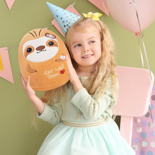 SEAOPOP Get Well Soon Plush - 7.8 Inch Sloth Plush Pillow Soft, Cute Stuff Animals Plushies Toys Gift for Girls Kids Women Recovering Patient