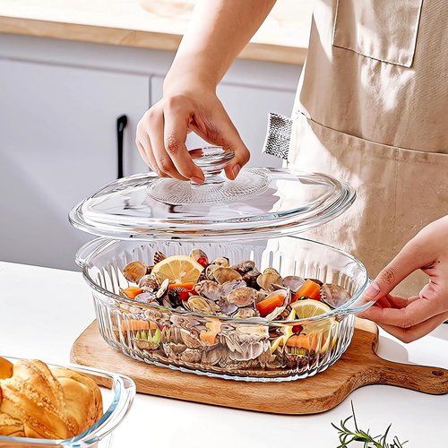 MCIRCO 4-Piece Glass Casserole Baking Dish Set - Includes 1.9 Qt & 3 Qt Dishes With Lids