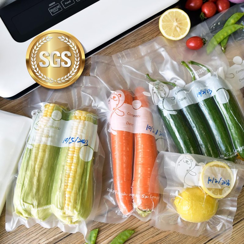 Happy Seal Vacuum Sealer Bags 8" x 12" 210 Quart Size for Food, Pre-cut Food Saver Airtight Vac Storage, Meal Prep or Sous Vide, Commercial Grade Vacuum Seal Freezer Bags