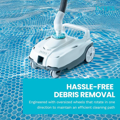 INTEX 28006E ZX100 Automatic Pool Cleaner - Efficiently Cleans Larger Pools | Removable Filter Tray, 21ft Hose