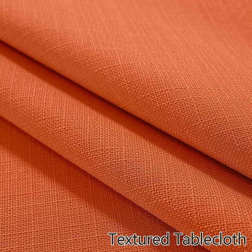Tablecloth Rectangle Waterproof Wrinkle Free Textured Fabric Table Cloth, Faux Linen Table Cover for Fall, Thanksgiving, Autumn Harvest, Holiday (52 x 70 Inch Rectangular, Rust/Burnt Orange)