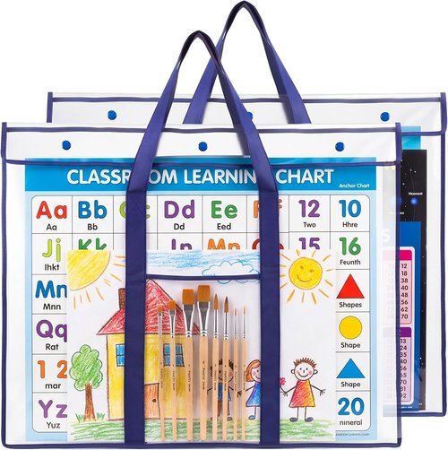 GAMENOTE Large Poster Storage Bags - 2 Pack Art Portfolio Holders for Classroom Organization (31.5"×25.5")