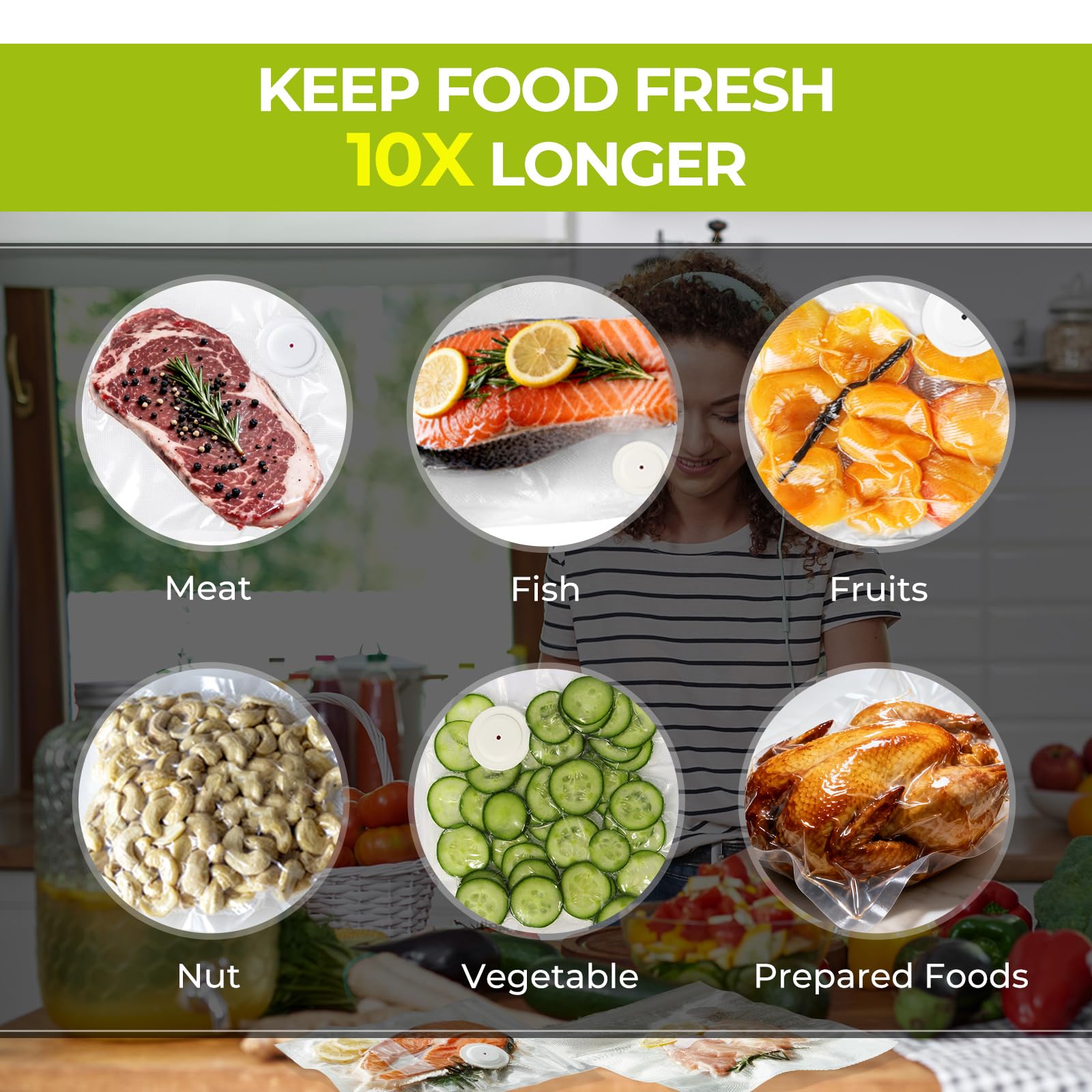 ZLTMYI Reusable Vacuum Sealer Bags for Food with Air Valve, 30 Pack BPA‑Free Food Saver Bags Dishwasher‑Safe, Freezer,Microwave, Odor-Resistant, Leak‑proof for Leftovers, Meal Prep, Sous Vide, BBQ