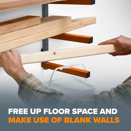 Bora Lumber Storage Rack - 3-Level Wall Mount Wood Organizer | 2-Pack for Garage Organization