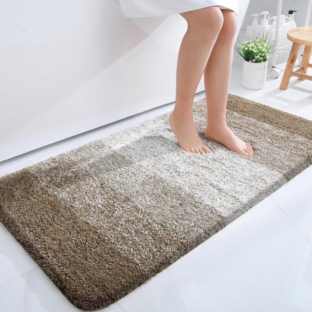 OLANLY Bathroom Runner Rug - Extra Soft, Absorbent Microfiber Mat | 44x24, Quick Dry, Rubber Backing, Coffee Color