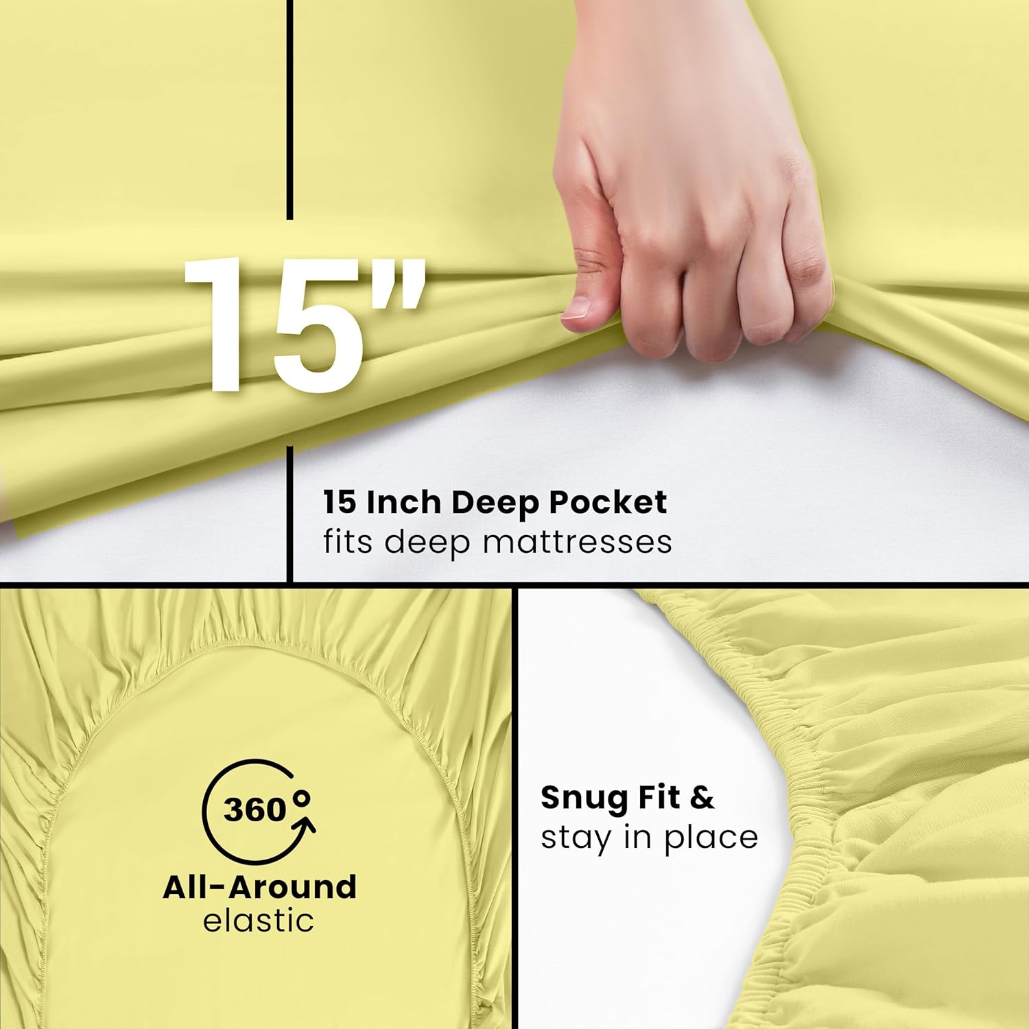 Utopia Bedding Queen Fitted Sheet - Soft Microfiber - Deep Pocket - Fade Resistant | Easy Care (Yellow)