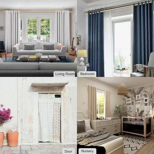 Byondeth Adjustable Curtain Rods for Windows - 16 to 88 Inches, 1 Inch Diameter, Flash Gold Finish