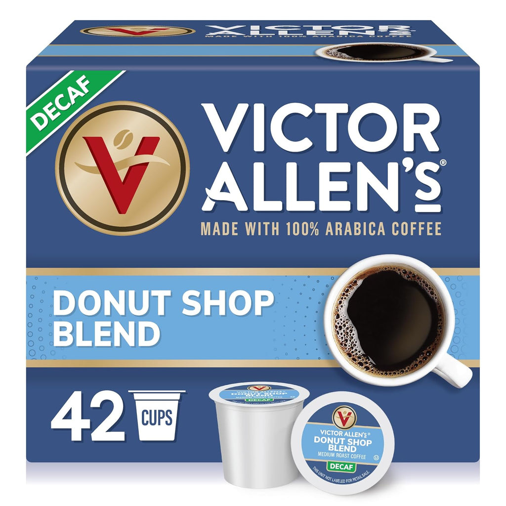Victor Allen's Coffee Decaf Donut Shop Blend - Medium Roast Single Serve Pods | 42 Count for Keurig