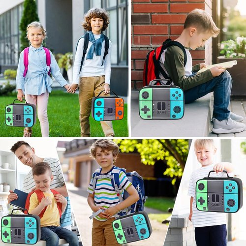 Tongtai Boys Lunch Box,Kids Gamer Lunch Box for School,Leather Insulated Thermal Meal Cooler Lunch Bag for Boys Kids Teen