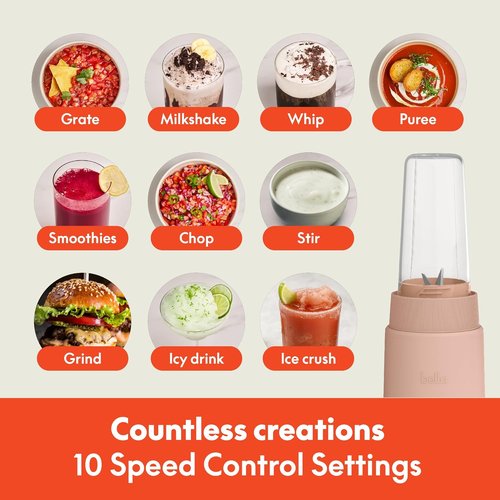 Bella Portable Rocket Blender - 6 Pcs Juicer & Smoothie Maker | BPA-Free, 240W Motor, Stainless Steel Blade, Blossom