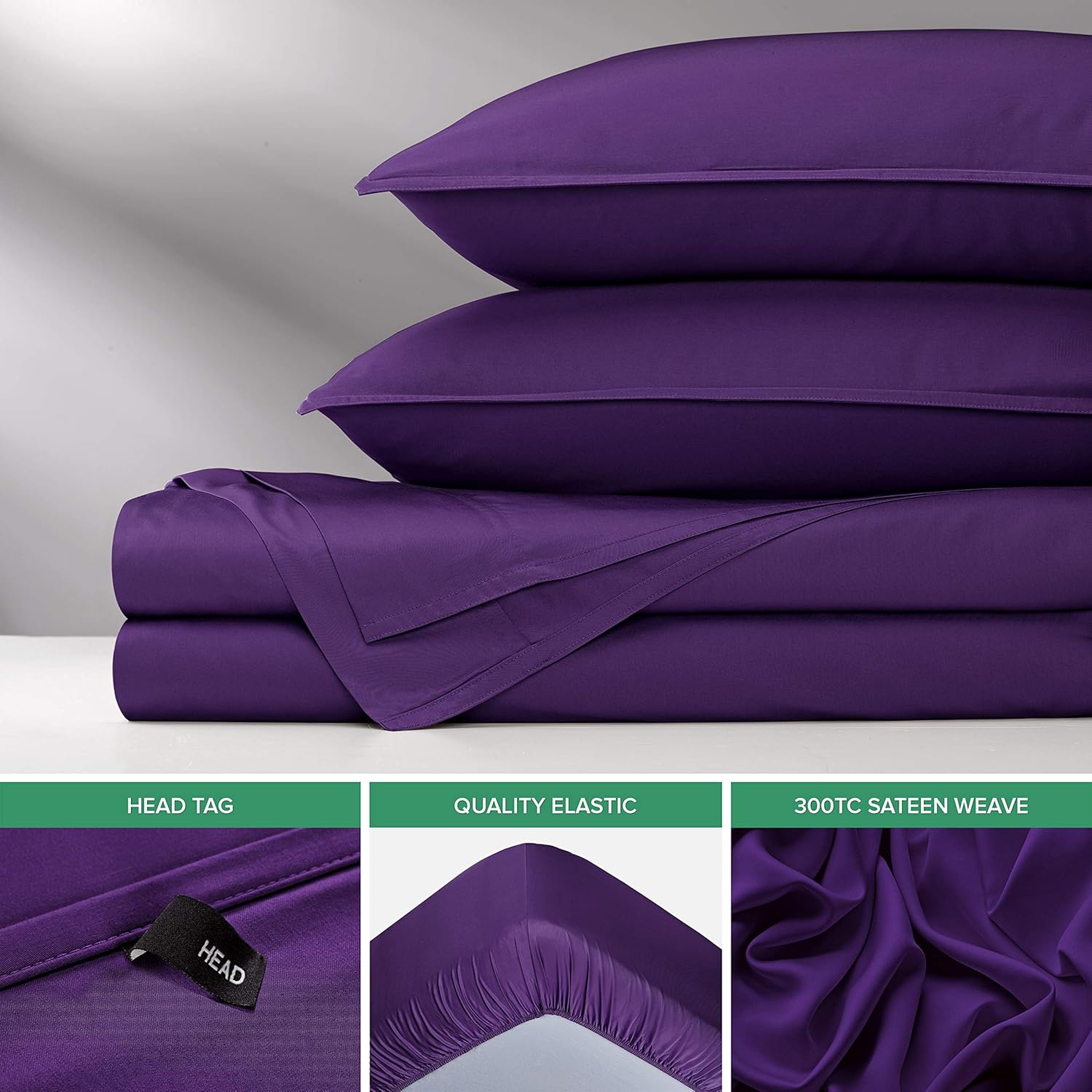 Pure Bamboo Twin Sheets - 100% Organic Viscose Bed Sheet Set | Luxuriously Soft & Cooling, Purple