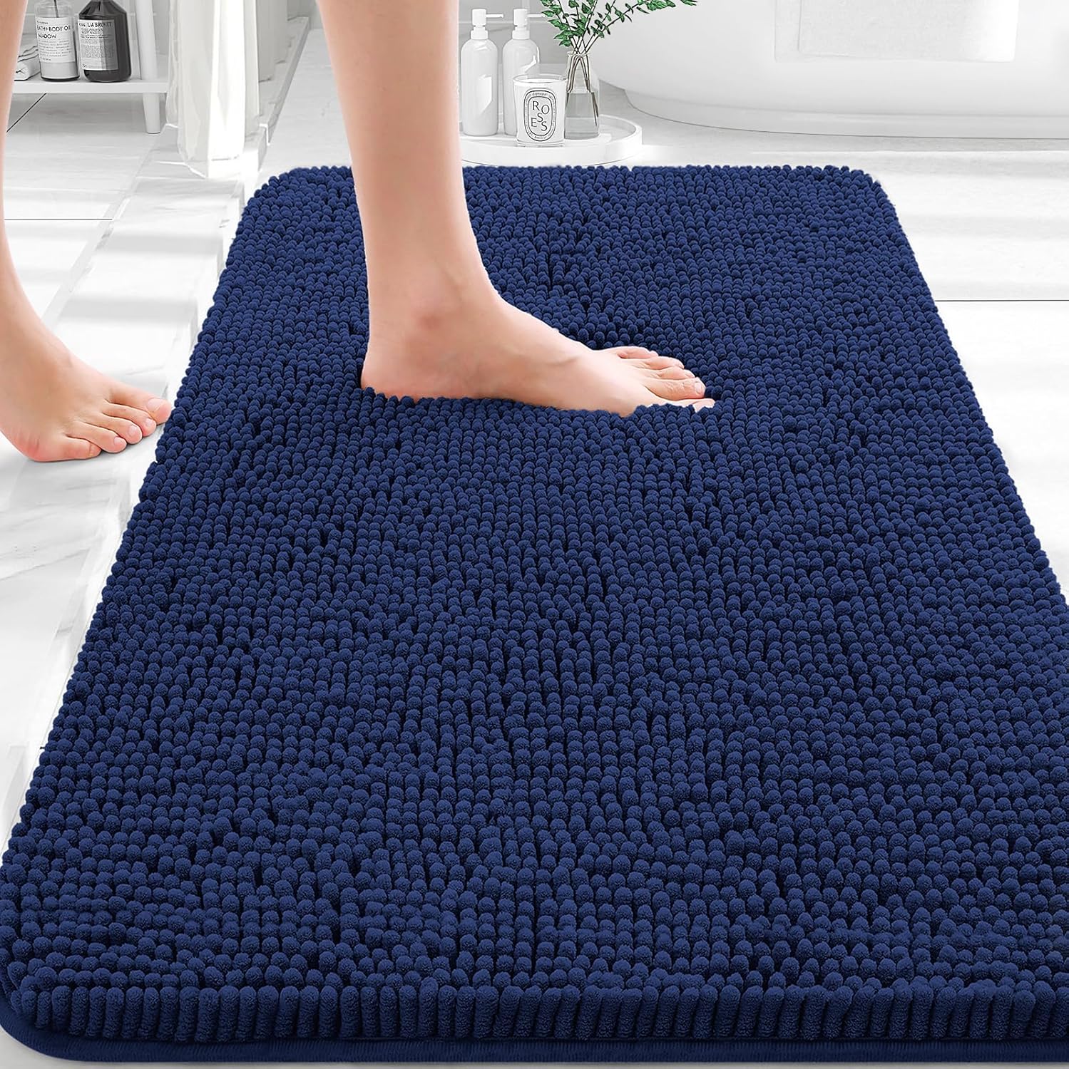 OLANLY Bathroom Rugs - Extra Soft Absorbent Chenille Mats | Quick-Dry Rubber Backing, 30x20, Twilight Sapphire