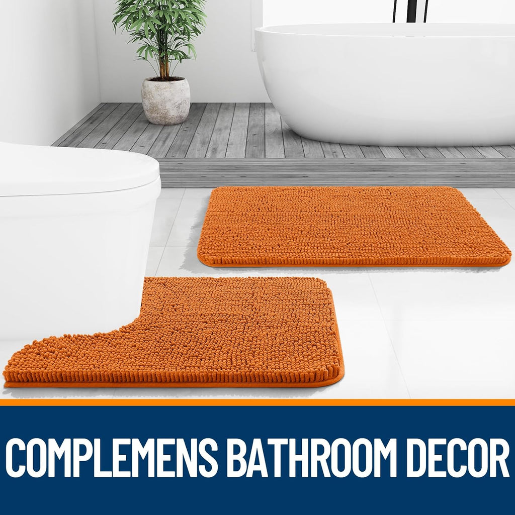 OLANLY Bath Rugs - Extra Soft Chenille, Quick-Dry & Machine Washable | 24x16 Inches, Clay Color
