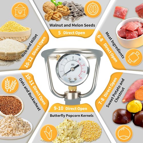 260ML Chinese Popcorn Cannon Machine, Chinese Popcorn Maker, High Pressure Popcorn Popper, Stainless Steel Hand Popcorn Machine, Mini Hand Popcorn Maker for Family Gathering Party Fun (with 2 Bags)