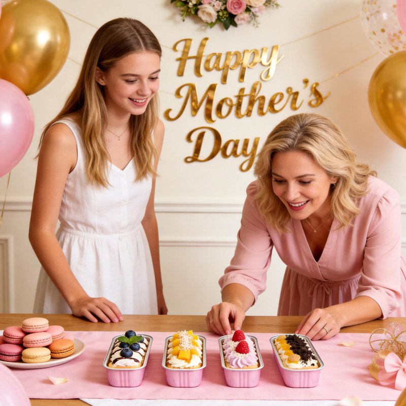 NPLUX 100 Pack Mini Cake Pans with Lids and Spoons Rectangular Aluminum Foil Baking Pans Mini Cheesecake Containers Mothers Day Party Favors(6.8oz)