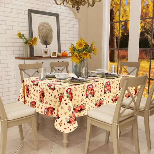 misaya Rectangle Waterproof Vinyl Table Cloth, Wipeable Tablecloth with Flannel Backing, Plastic Table Cover for Fall, Thanksgiving (Pumpkin Truck, 60" x 102")